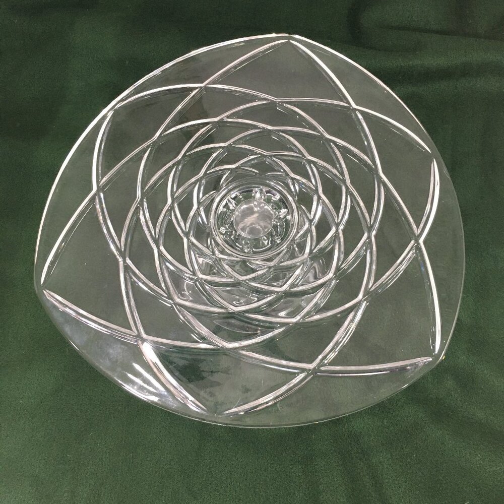 Block Northwinds Clear Glass Footed Pedestal Cake Plate 12" D x 5" H